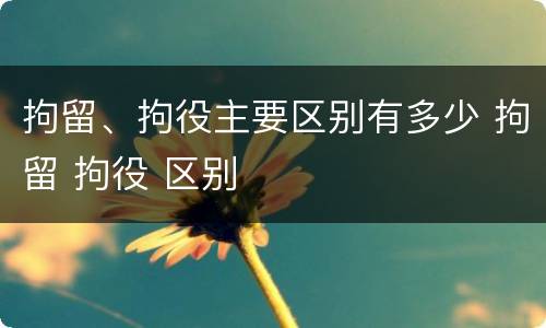 拘留、拘役主要区别有多少 拘留 拘役 区别