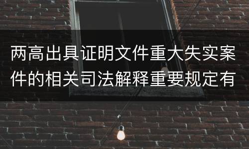 两高出具证明文件重大失实案件的相关司法解释重要规定有哪些