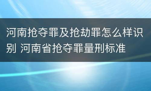河南抢夺罪及抢劫罪怎么样识别 河南省抢夺罪量刑标准