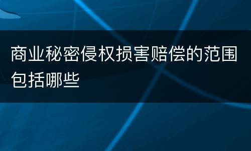 商业秘密侵权损害赔偿的范围包括哪些