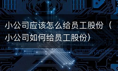 小公司应该怎么给员工股份（小公司如何给员工股份）