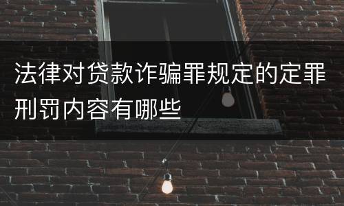 法律对贷款诈骗罪规定的定罪刑罚内容有哪些