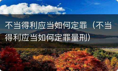 不当得利应当如何定罪（不当得利应当如何定罪量刑）