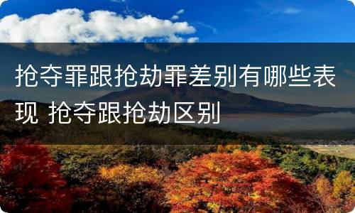 抢夺罪跟抢劫罪差别有哪些表现 抢夺跟抢劫区别