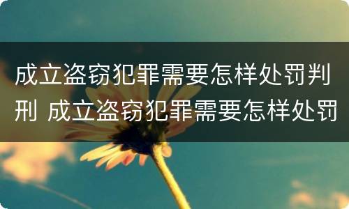 成立盗窃犯罪需要怎样处罚判刑 成立盗窃犯罪需要怎样处罚判刑几年