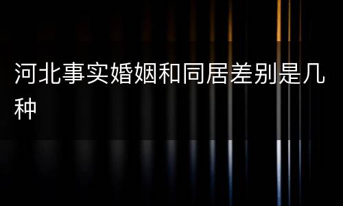河北事实婚姻和同居差别是几种