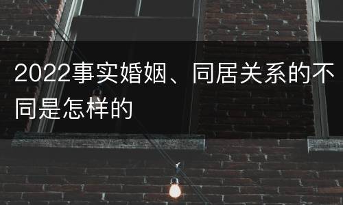 2022事实婚姻、同居关系的不同是怎样的