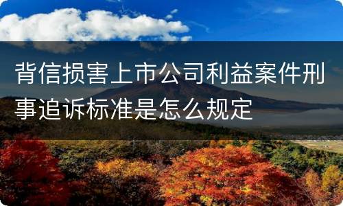 背信损害上市公司利益案件刑事追诉标准是怎么规定