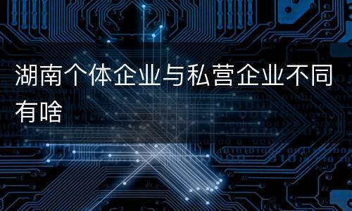 湖南个体企业与私营企业不同有啥