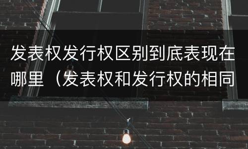 发表权发行权区别到底表现在哪里（发表权和发行权的相同点）