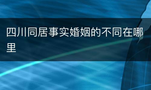 四川同居事实婚姻的不同在哪里