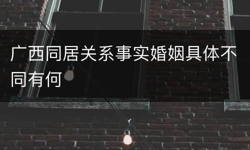 广西同居关系事实婚姻具体不同有何