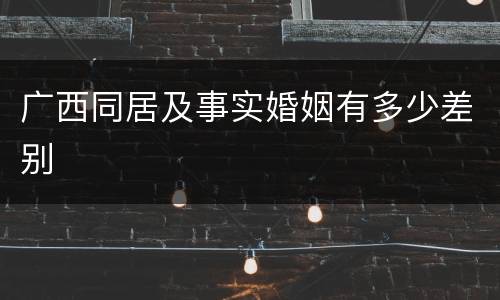 广西同居及事实婚姻有多少差别