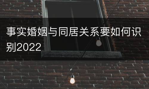 事实婚姻与同居关系要如何识别2022