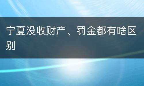 宁夏没收财产、罚金都有啥区别
