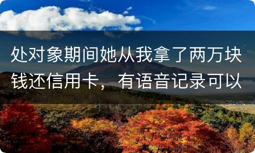 处对象期间她从我拿了两万块钱还信用卡，有语音记录可以要回来么？想走法律程序