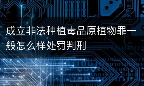 成立非法种植毒品原植物罪一般怎么样处罚判刑