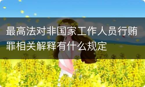 最高法对非国家工作人员行贿罪相关解释有什么规定