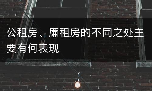 公租房、廉租房的不同之处主要有何表现