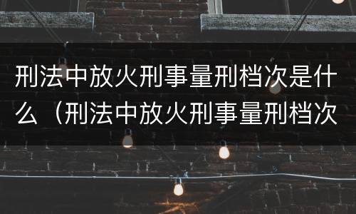 刑法中放火刑事量刑档次是什么（刑法中放火刑事量刑档次是什么）