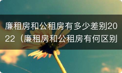 廉租房和公租房有多少差别2022（廉租房和公租房有何区别）