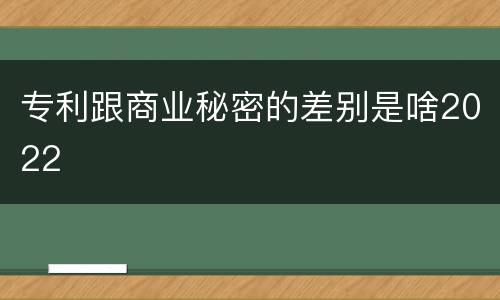 专利跟商业秘密的差别是啥2022