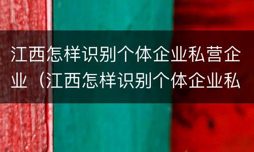 江西怎样识别个体企业私营企业（江西怎样识别个体企业私营企业信息）