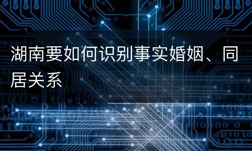 湖南要如何识别事实婚姻、同居关系