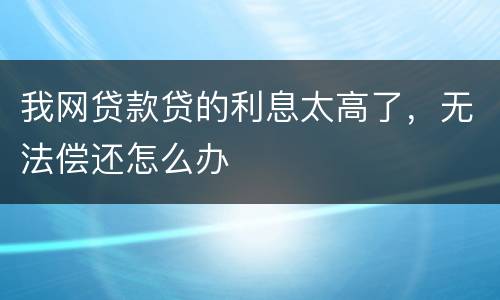 我网贷款贷的利息太高了，无法偿还怎么办