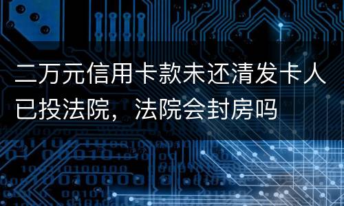 二万元信用卡款未还清发卡人已投法院,法院会封房吗 二万元信用卡款未还清发卡人已投法院,法院会封房吗
