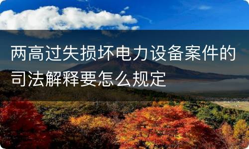 两高过失损坏电力设备案件的司法解释要怎么规定