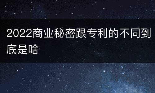 2022商业秘密跟专利的不同到底是啥