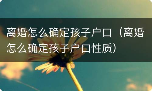 离婚怎么确定孩子户口（离婚怎么确定孩子户口性质）