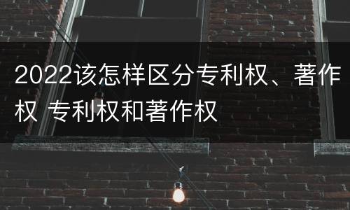 2022该怎样区分专利权、著作权 专利权和著作权