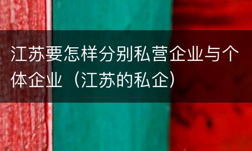 江苏要怎样分别私营企业与个体企业（江苏的私企）