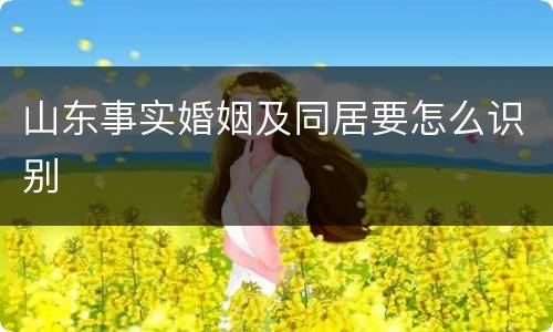 山东事实婚姻及同居要怎么识别