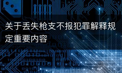 关于丢失枪支不报犯罪解释规定重要内容