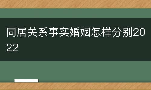 同居关系事实婚姻怎样分别2022