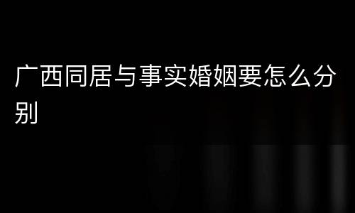 广西同居与事实婚姻要怎么分别