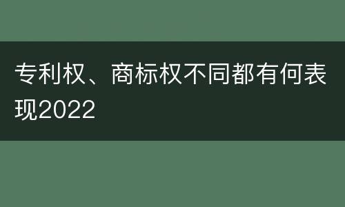 专利权、商标权不同都有何表现2022