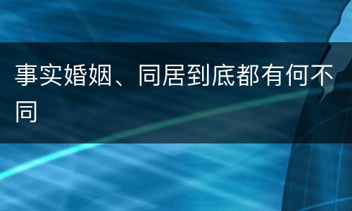 事实婚姻、同居到底都有何不同