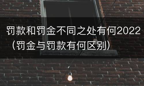 罚款和罚金不同之处有何2022（罚金与罚款有何区别）
