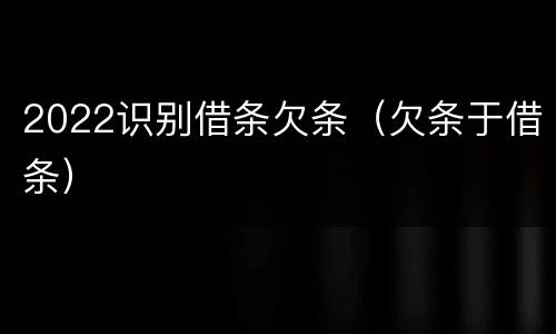 2022识别借条欠条（欠条于借条）