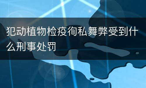 犯动植物检疫徇私舞弊受到什么刑事处罚