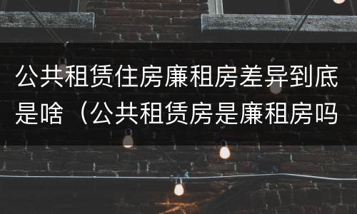 公共租赁住房廉租房差异到底是啥（公共租赁房是廉租房吗）