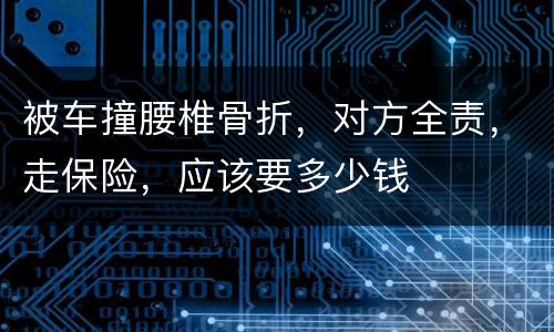 被车撞腰椎骨折，对方全责，走保险，应该要多少钱