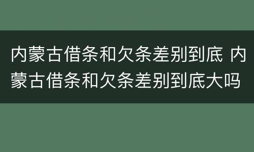 内蒙古借条和欠条差别到底 内蒙古借条和欠条差别到底大吗 内蒙古借条和欠条差别到底 内蒙古借条和欠条差别到底大吗