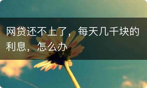 网贷还不上了，每天几千块的利息，怎么办