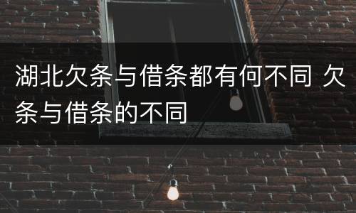 湖北欠条与借条都有何不同 欠条与借条的不同