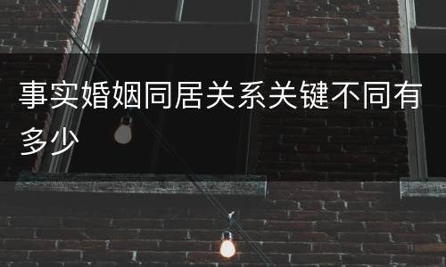 事实婚姻同居关系关键不同有多少